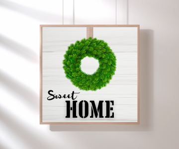 Sweet Home Gerçek Ahşap Çerçeveli Dresuar Mutfak Kahve Köşesi Dekor Tablo (25*25 cm)