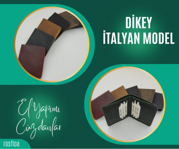 El Yapımı Hakiki Deri İtalyan Cüzdanlar (Dikey Model)