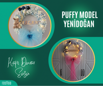 İsme Özel Led Işıklı Puffy Bebek Kapı Süsü (40 Cm)