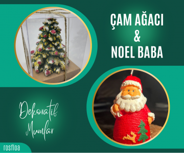 Dekoratif Mumlar (Yılbaşı Özel Tasarımlı Çam Ağacı & Noel Baba Motif Mum)