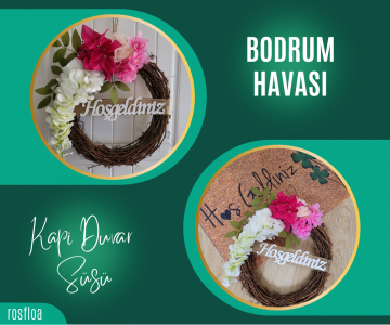 Bodrum Havası Hoşgeldiniz Yazılı Kapı Süsü Çelenk & Paspas Seti 